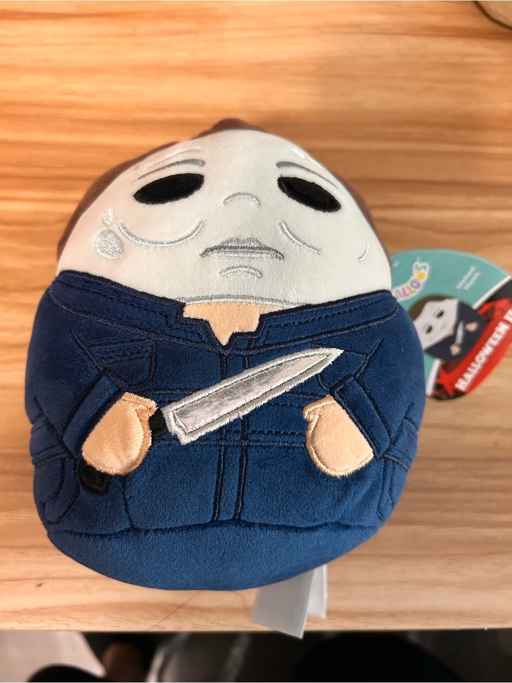 Squishmallows Navy Blue and White Halloween Michael Myers Plush